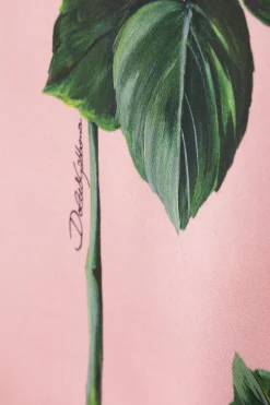 abito a tubino in raso stampa rose