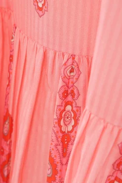 abito lungo in cotone e seta stampa Paisley