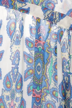 abito lungo in cotone e seta stampa Paisley