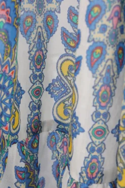 abito lungo in cotone e seta stampa Paisley