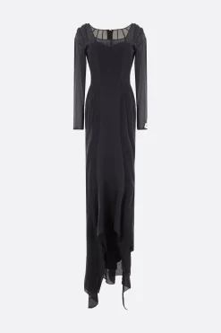 abito lungo in crepe de chine