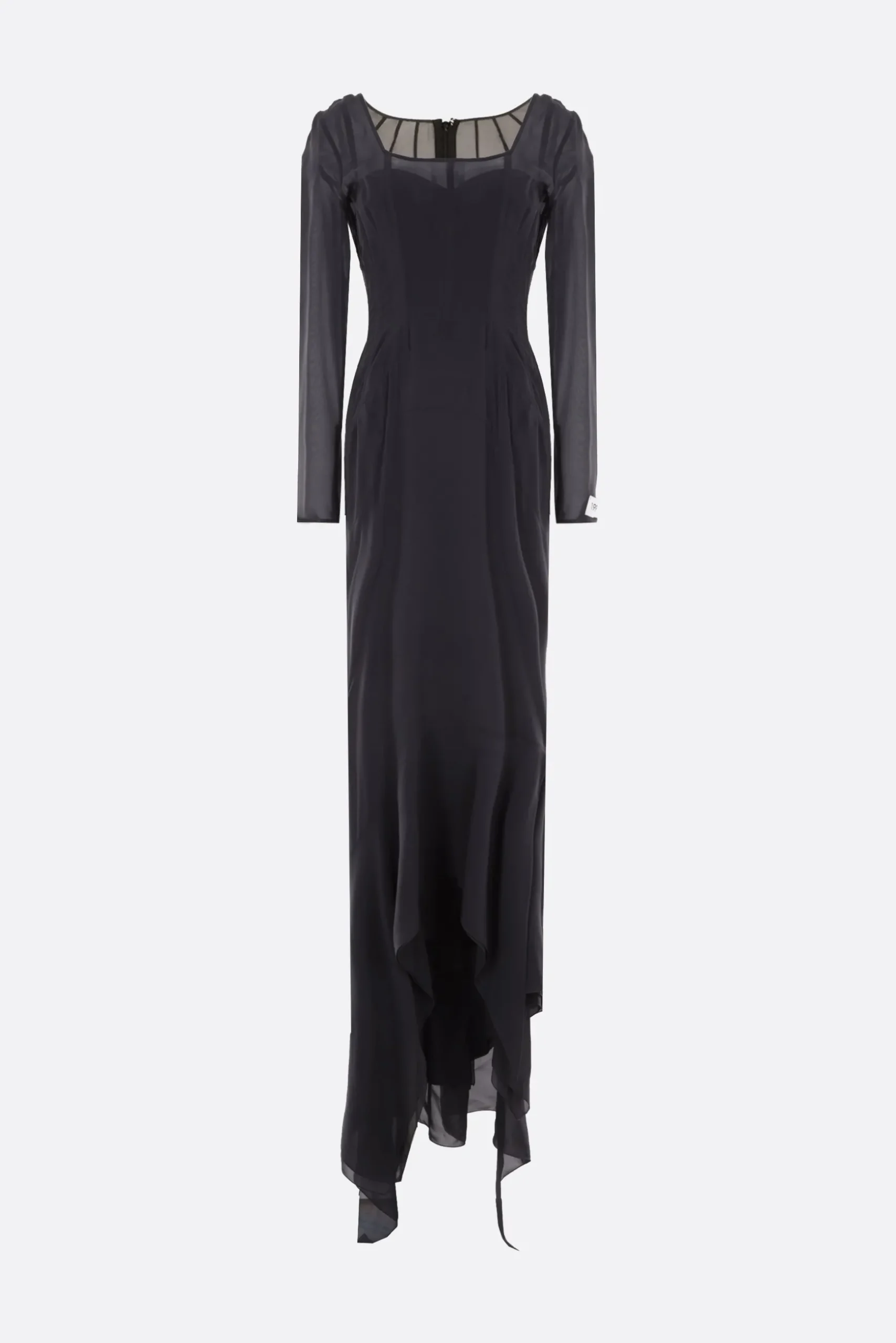 abito lungo in crepe de chine