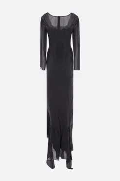 abito lungo in crepe de chine