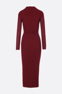 abito midi in maglia a coste con cut-out