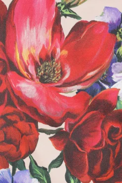 abito midi in raso stretch stampa fiori