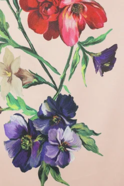 abito midi in raso stretch stampa fiori