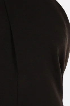 abito smanicato con cappuccio in maglia di misto lana