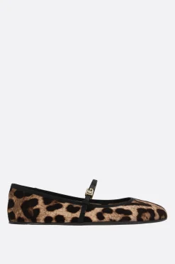 ballerina mary-jane in velluto stampa leopardo