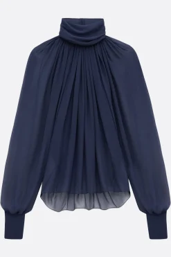 blusa dolcevita in chiffon