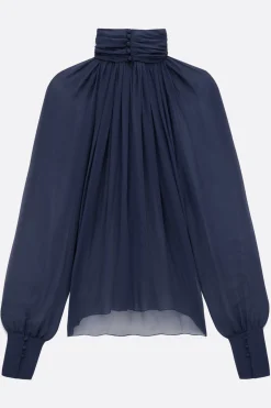 blusa dolcevita in chiffon