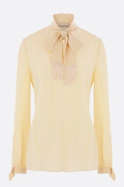 blusa in crepe de chine con fiocco