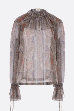 blusa in georgette di seta stampa paisley