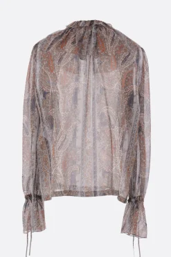 blusa in georgette di seta stampa paisley