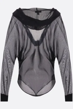 body con cappuccio in maglia sottile