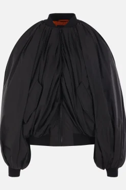 bomber drappeggiato in micro-faille tecnica