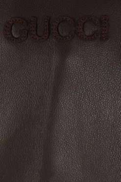 bomber in pelle ricamo logo