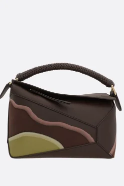 borsa a mano Puzzle Edge Landscape small in nappa