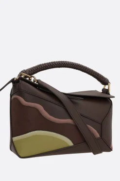 borsa a mano Puzzle Edge Landscape small in nappa