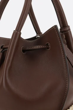 borsa a secchiello Bux mini in pelle e paglia