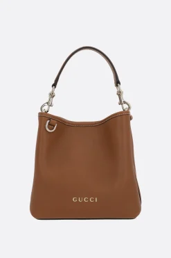 borsa a secchiello GG Emblem mini in pelle liscia
