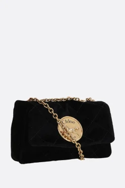 borsa a spalla Chloé Heritage small in velluto matelassé
