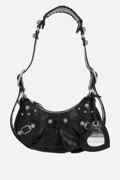 borsa a spalla Le Cagole XS in pelle stampa coccodrillo