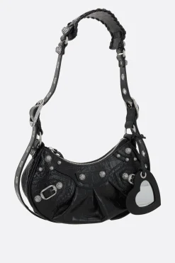 borsa a spalla Le Cagole XS in pelle stampa coccodrillo