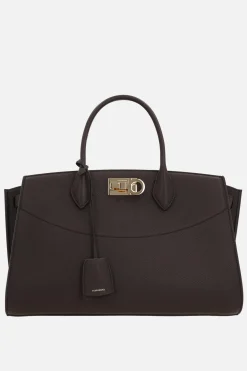 borsa New Ferragamo Studio soft large in pelle martellata