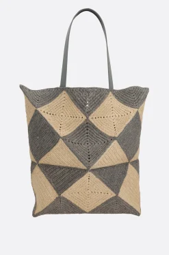borsa Puzzle Fold Tote XL in rafia