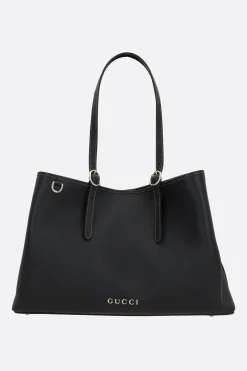 borsa shopping GG Emblem media in pelle liscia