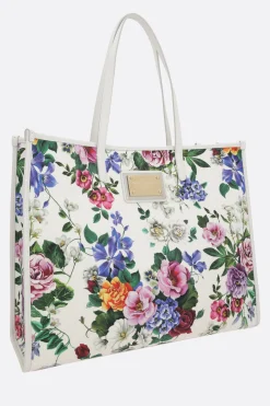 borsa shopping large in canvas stampa floreale