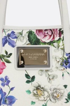 borsa shopping large in canvas stampa floreale
