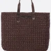 borsa tote in rafia sintetica e pelle