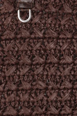 borsa tote in rafia sintetica e pelle