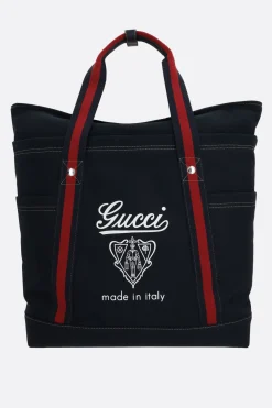 borsa tote media in canvas stampato