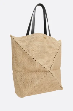 borsa tote Puzzle Fold XL in rafia