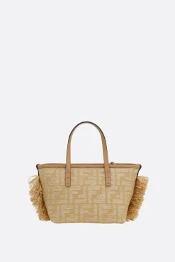 borsa tote Roll mini in jacquard FF e rafia