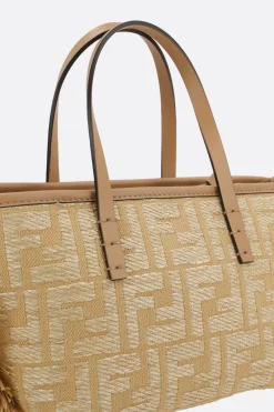 borsa tote Roll mini in jacquard FF e rafia