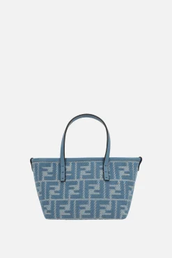 borsa tote Roll mini in jacquard effetto denim