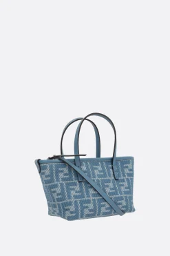 borsa tote Roll mini in jacquard effetto denim