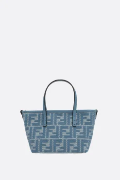 borsa tote Roll mini in jacquard effetto denim