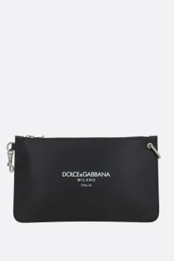 busta in pelle liscia con logo