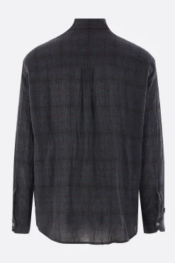 camicia Above in cotone e lino a quadri