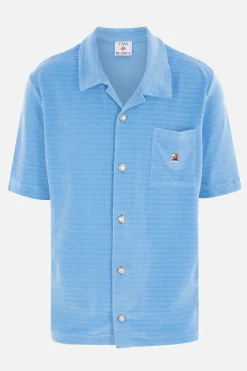 camicia bowling in velour a righe