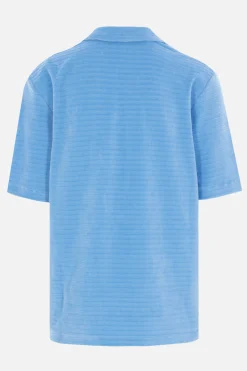 camicia bowling in velour a righe