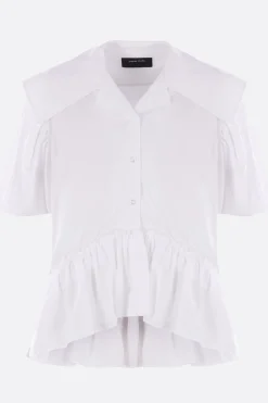 camicia cropped a maniche corte in popeline