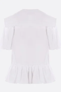 camicia cropped a maniche corte in popeline