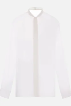 camicia in chiffon con fiocco