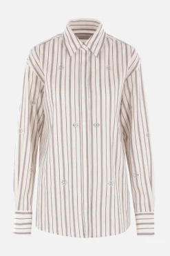 camicia in cotone a righe con decorazioni