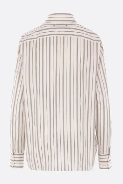 camicia in cotone a righe con decorazioni